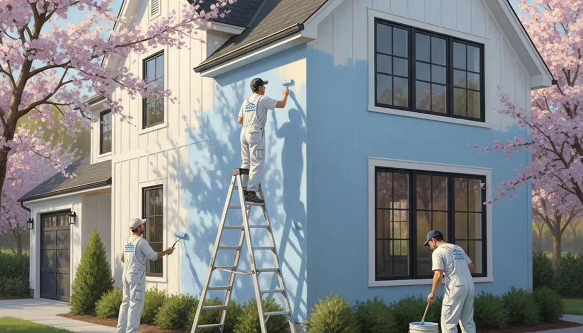Buffalo, NY house painting contractors painting a home exterior for weather protection and curb appeal