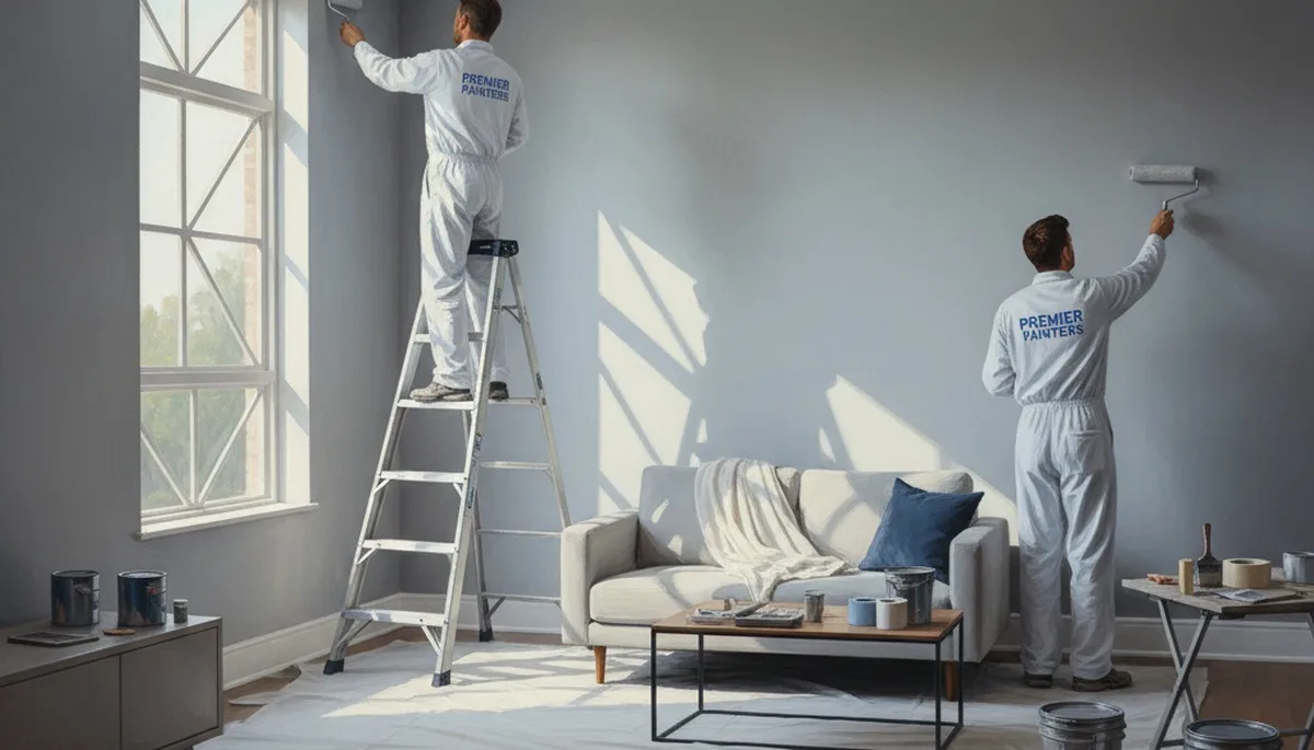 Interior house painting in Buffalo, NY by Buffalo Paint Pros on a clean residential wall with fresh trim